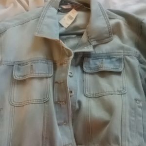 Light blue denim waist or belly jacket